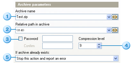 Archive parameters