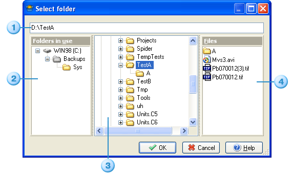 Folder select window