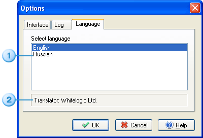 Program options, Language Tab