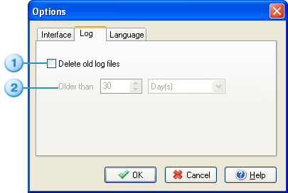 Program options, Log Tab