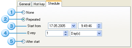 Task parameters, Schedule