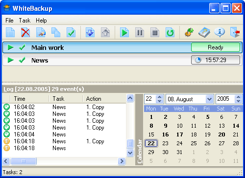 Screenshot of White Backup